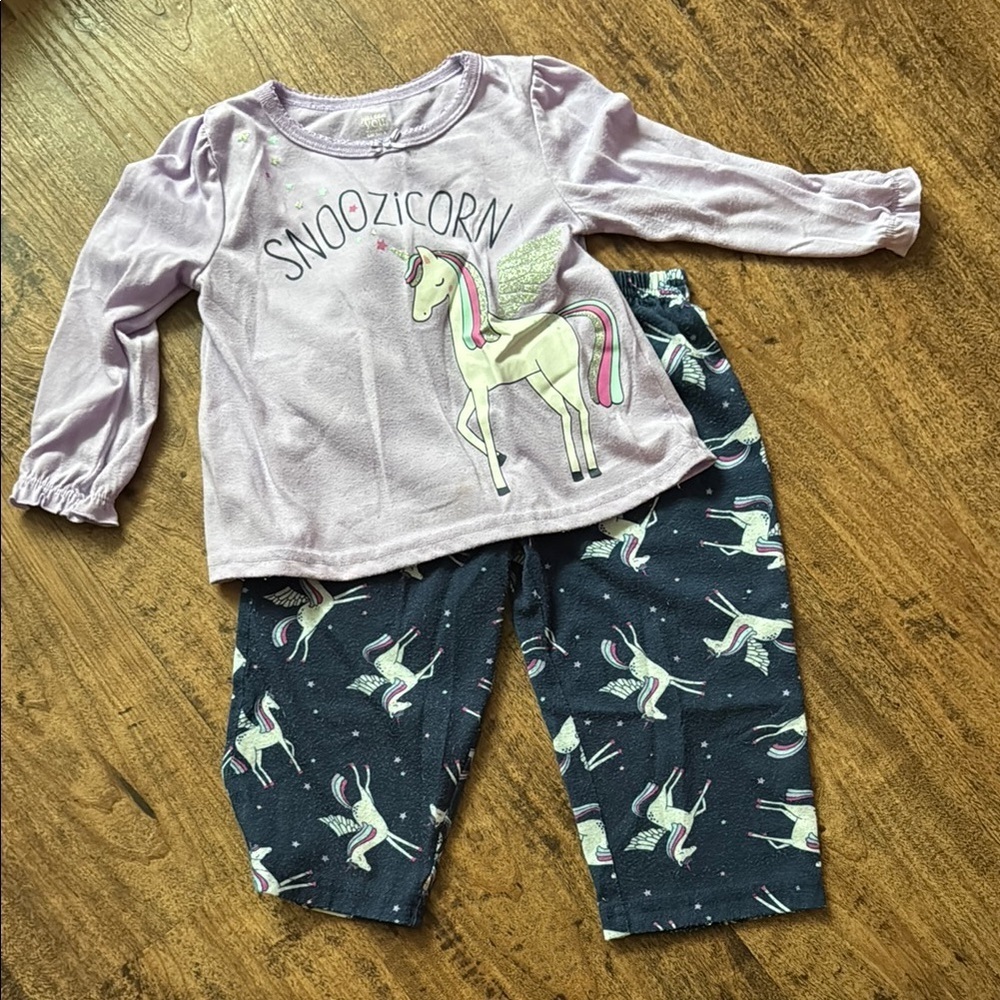 Unicorn Kids Pajamas Set - Purple and Navy